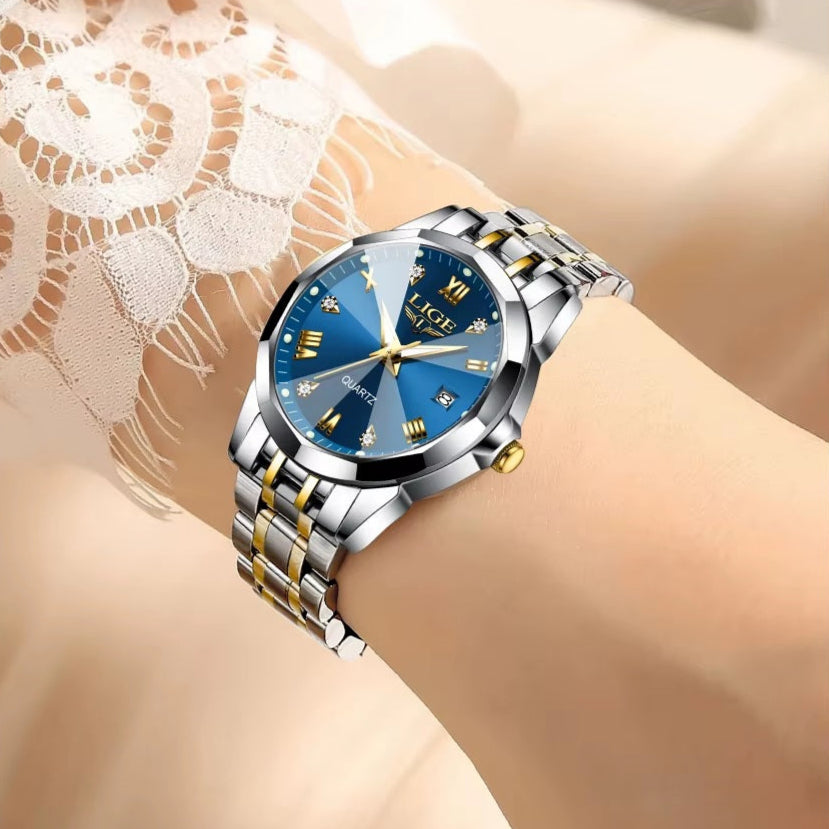 Lige 89157 Dress Watch Blue On Wrist
