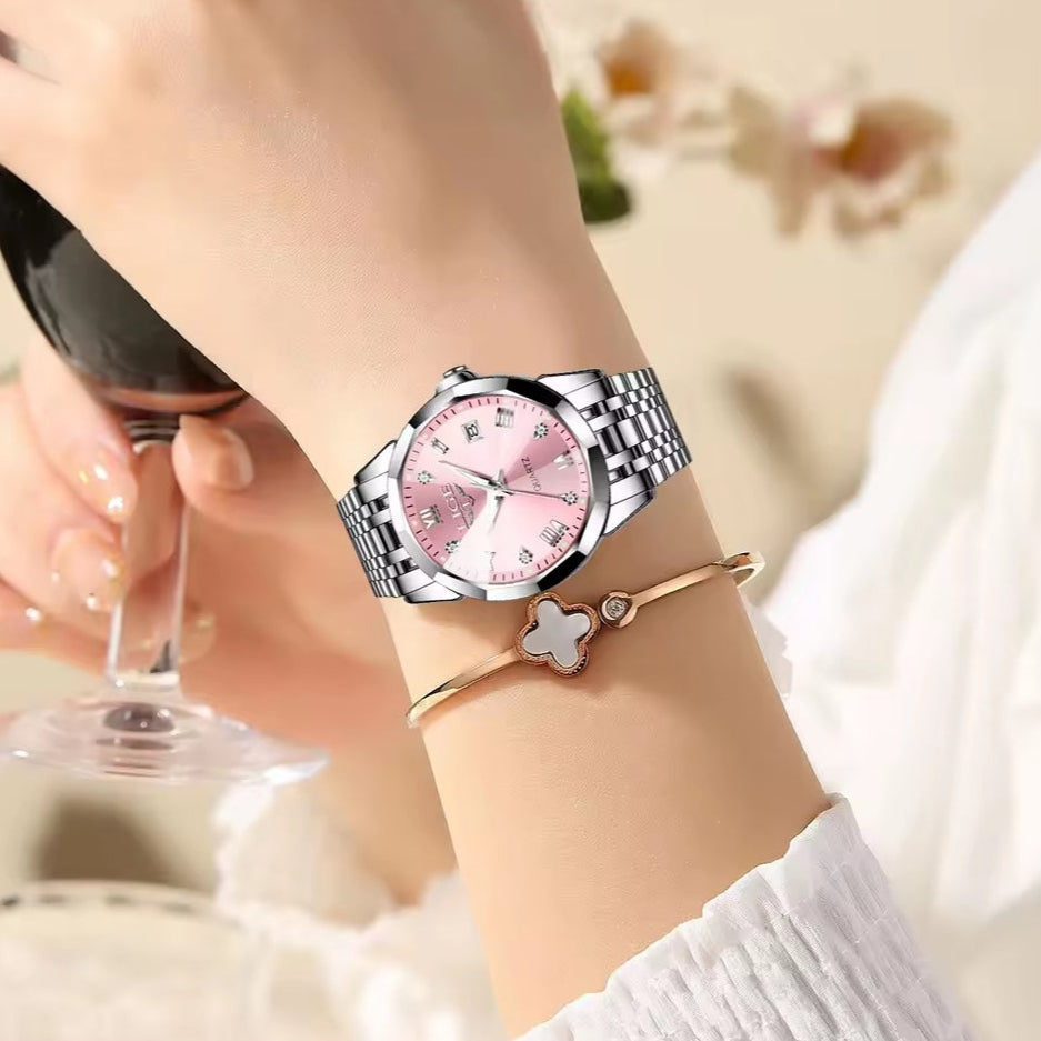 Lige 89157 Dress Watch Pink On Wrist