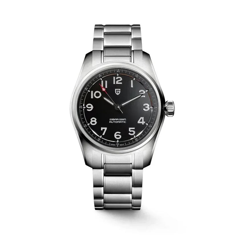 Stainless Steel Automatic Pilot's Watch black