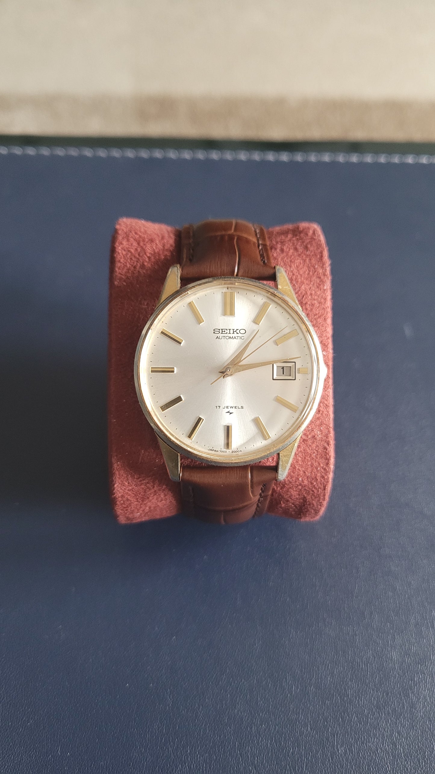 Seiko 7005-2000 from 1971 With New Leather Strap & Deployant Clasp