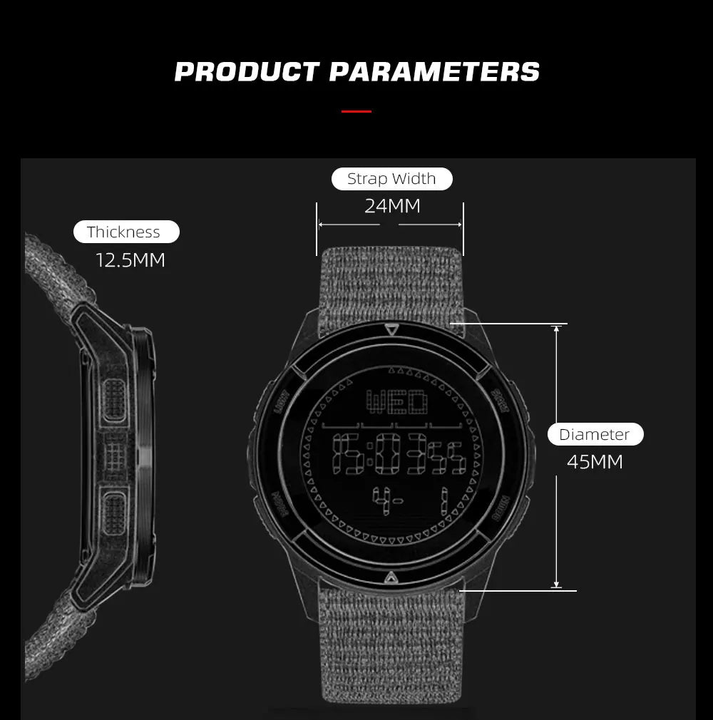 North Edge Digital Carbon fiber Watch With Compass, Step Counter, & Fitness Tracking