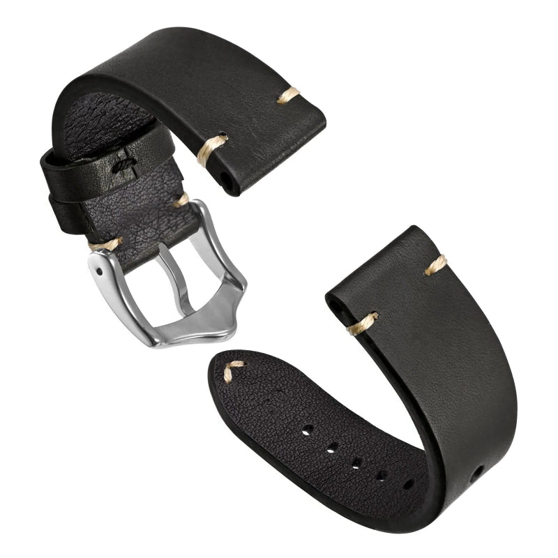 Anbeer Premium Military Style Leather Watch Strap black