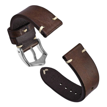 Anbeer Premium Military Style Leather Watch Strap brown