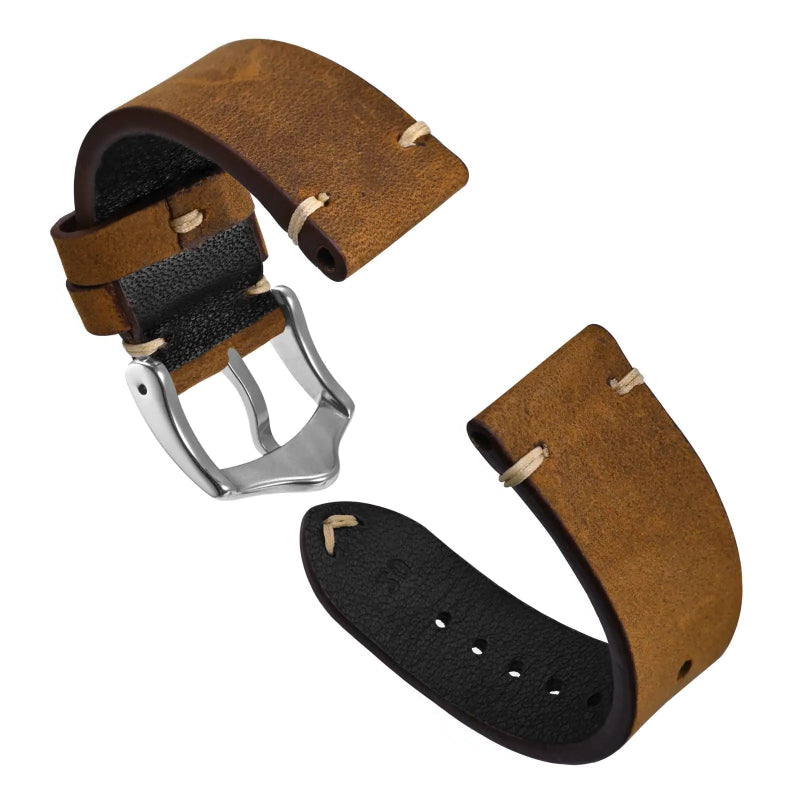 Anbeer Premium Military Style Leather Watch Strap chocolate