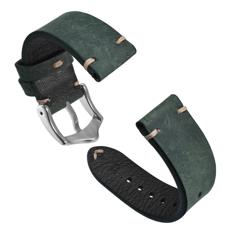 Anbeer Premium Military Style Leather Watch Strap green