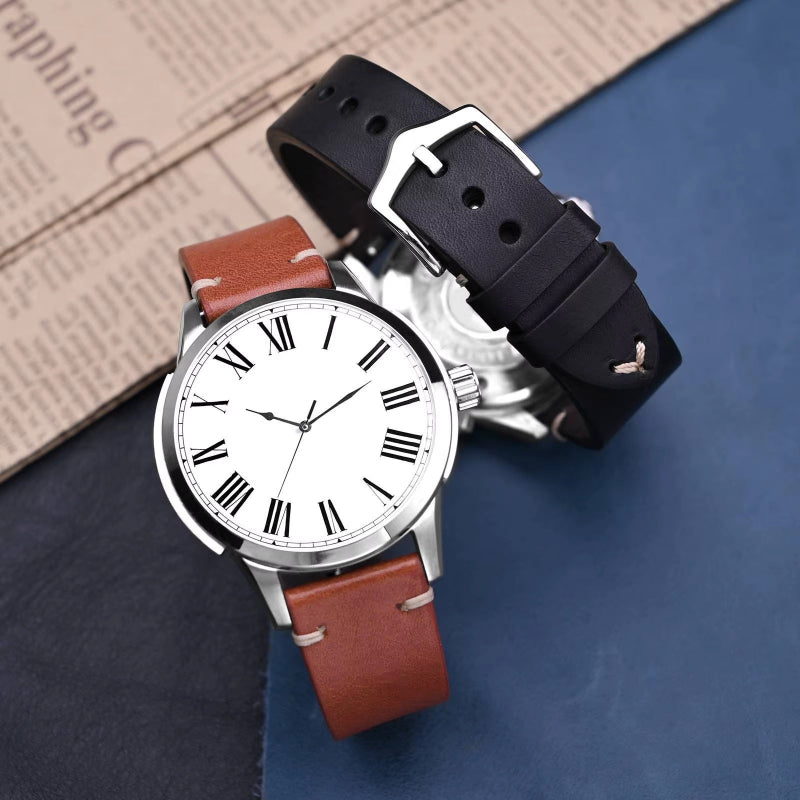 Anbeer Premium Military Style Leather Watch Strap on watch