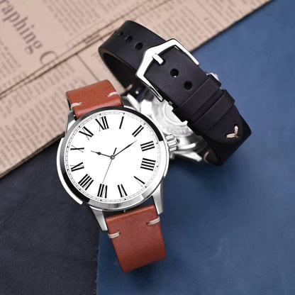 Anbeer Premium Military Style Leather Watch Strap on watch
