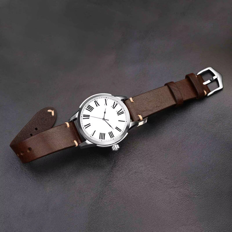 Anbeer Premium Military Style Leather Watch Strap on watch