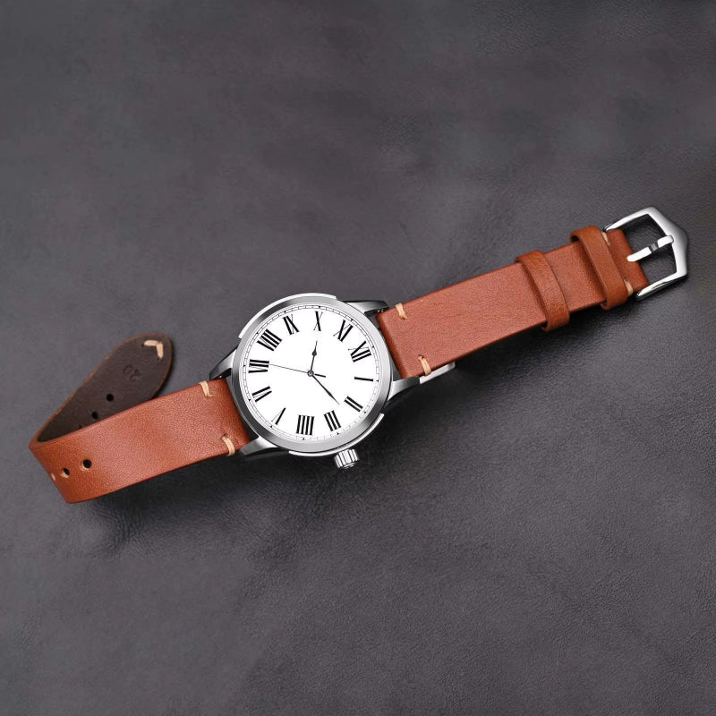 Anbeer Premium Military Style Leather Watch Strap on watch