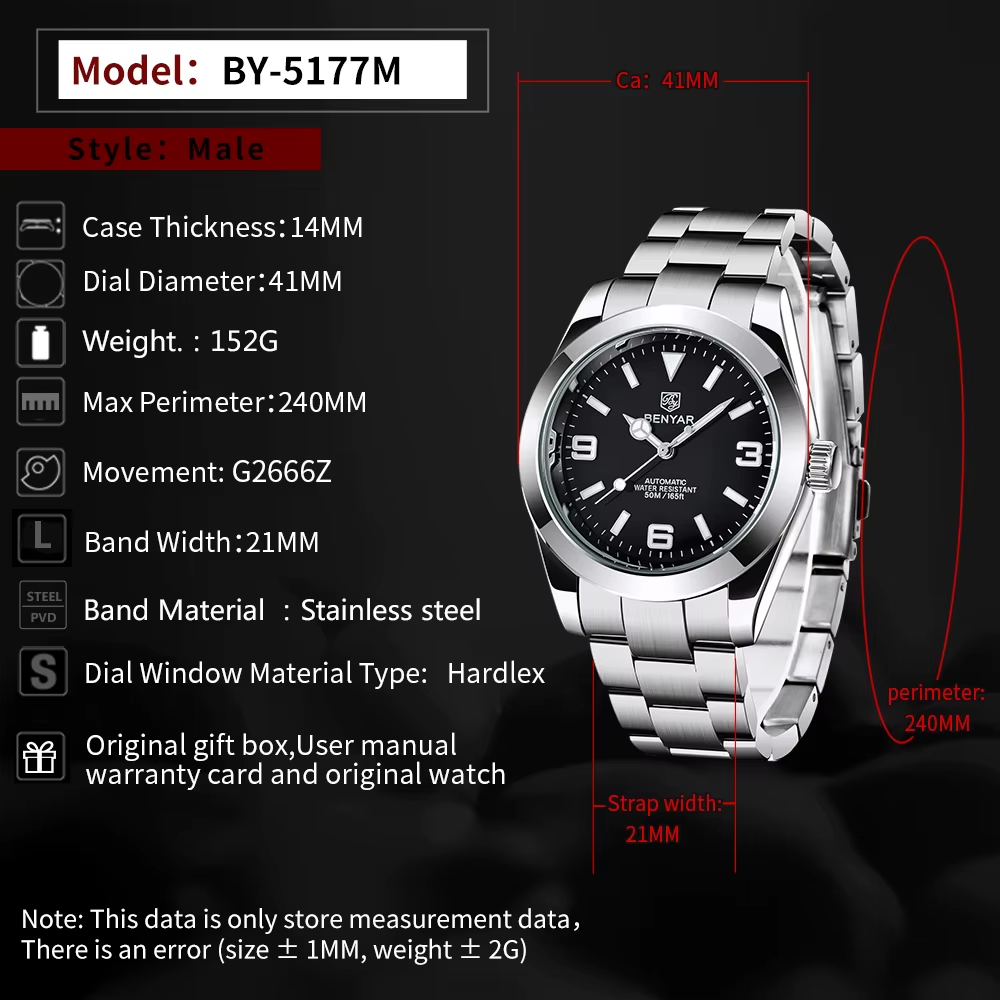 Benyar BY-5177 Field Watch specs