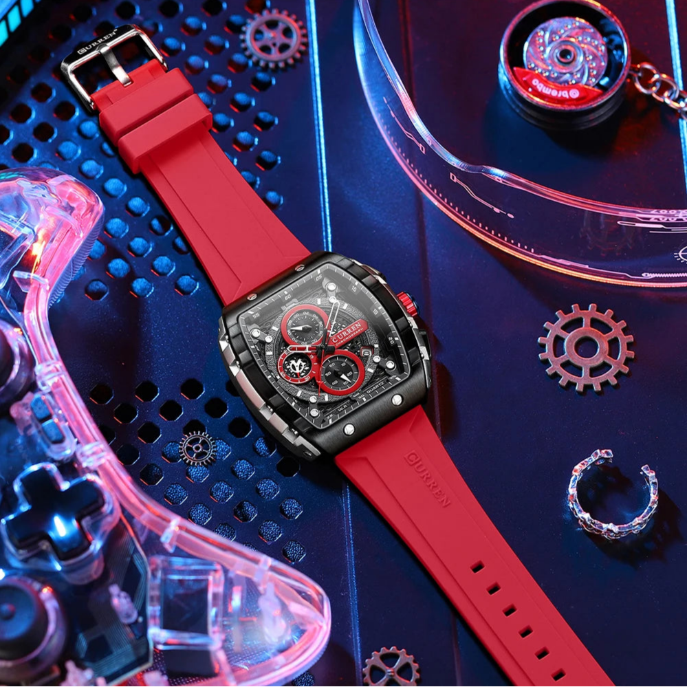 Curren 8442 Red on desk