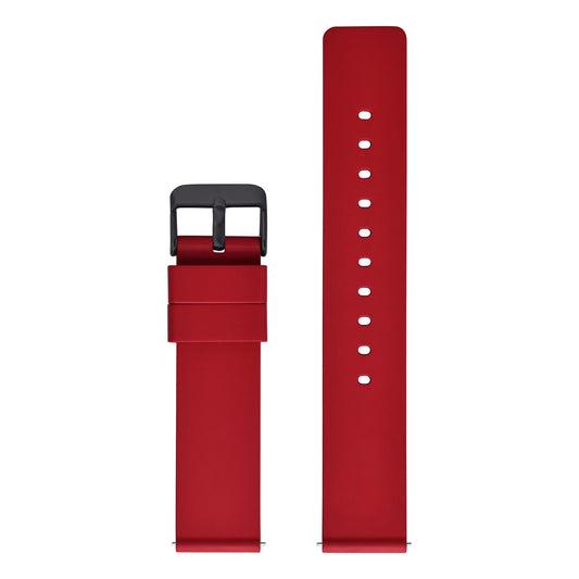 Flat Smooth FKM Rubber Watch Strap Black Buckle Red