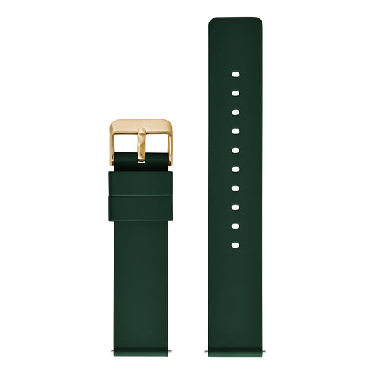 Flat Smooth FKM Rubber Watch Strap Gold Buckle Green