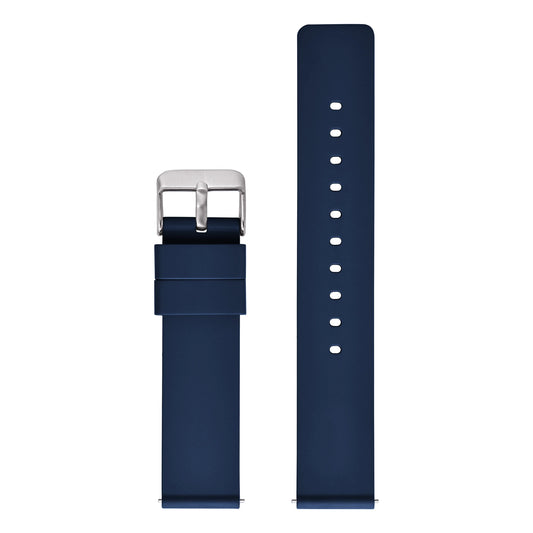 Flat Smooth FKM Rubber Watch Strap Steel Buckle Blue