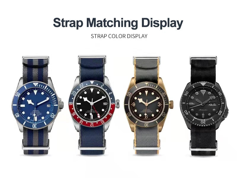 Universal Nylon NATO Style Watch Straps - Sizes M & L