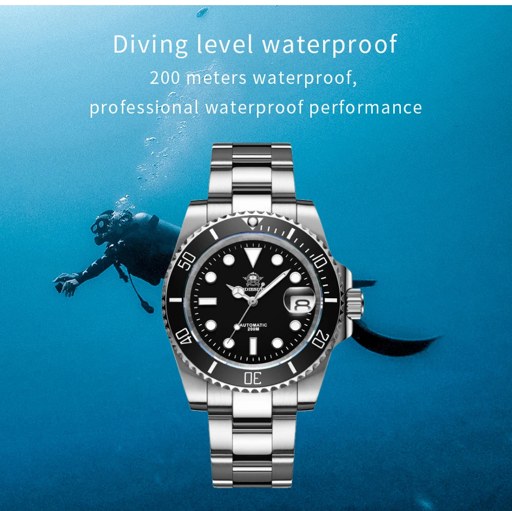 Addiesdive Stainless Steel Automatic Dive Watch with Sapphire Crystal and 200m WR