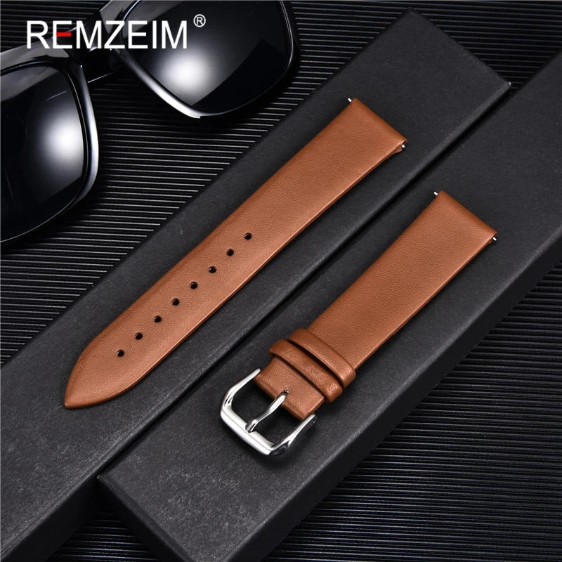 Ultra-thin Genuine Leather Watch Strap in Various Colours - Sizes S, M & L