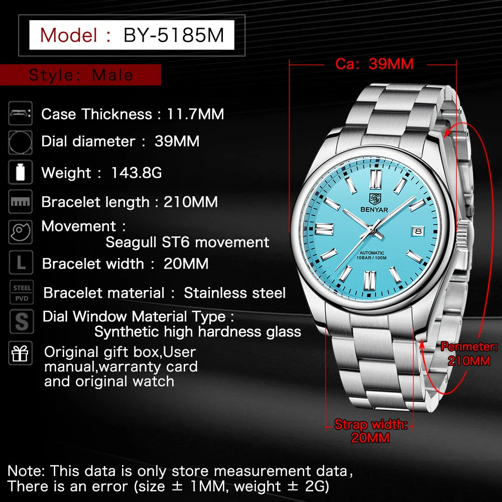 Benyar BY-5185M - Stainless Steel Automatic Sports Watch