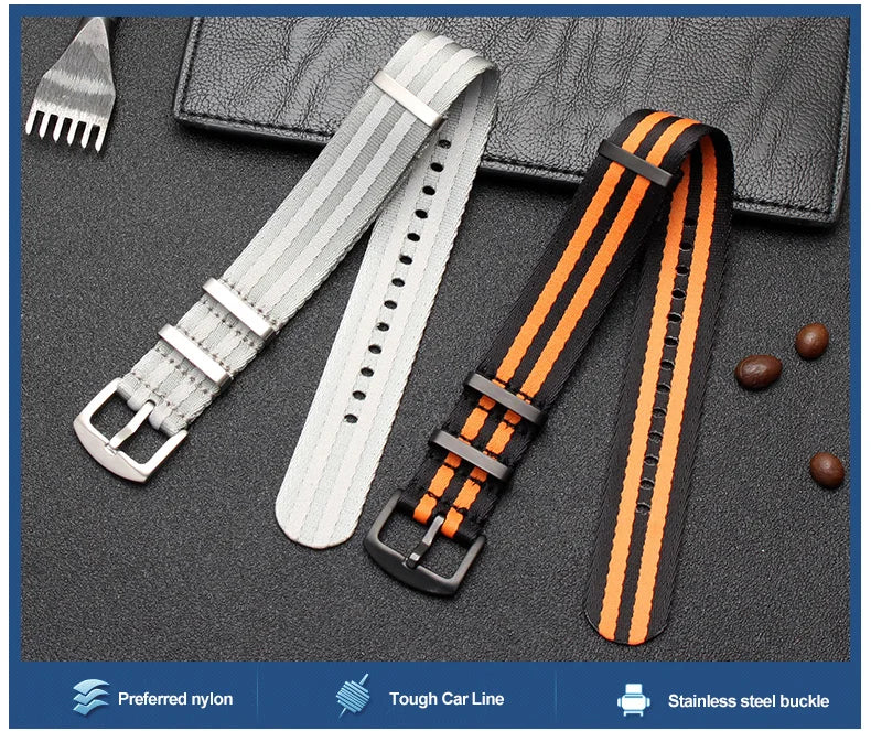 Universal Nylon NATO Style Watch Straps - Sizes M & L