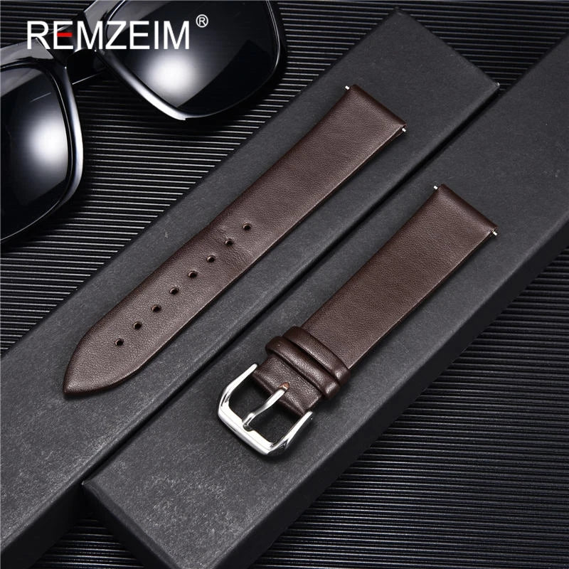 Ultra-thin Genuine Leather Watch Strap in Various Colours - Sizes S, M & L