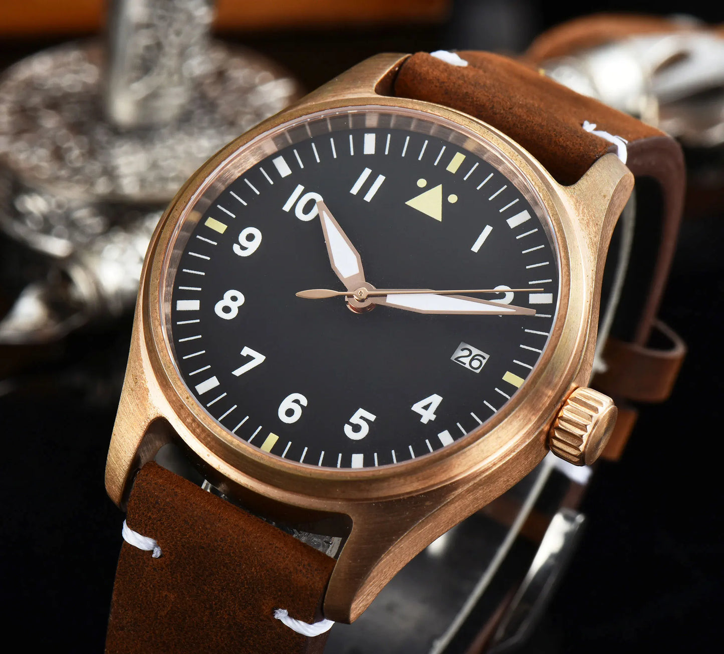 Tandorio CUSN8 - Automatic Bronze Flieger-style Watch in A & B Dial Styles