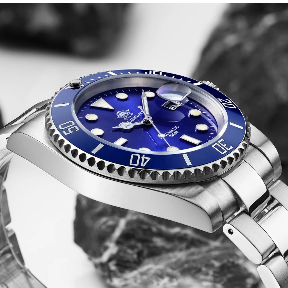 Addiesdive Stainless Steel Automatic Dive Watch with Sapphire Crystal and 200m WR