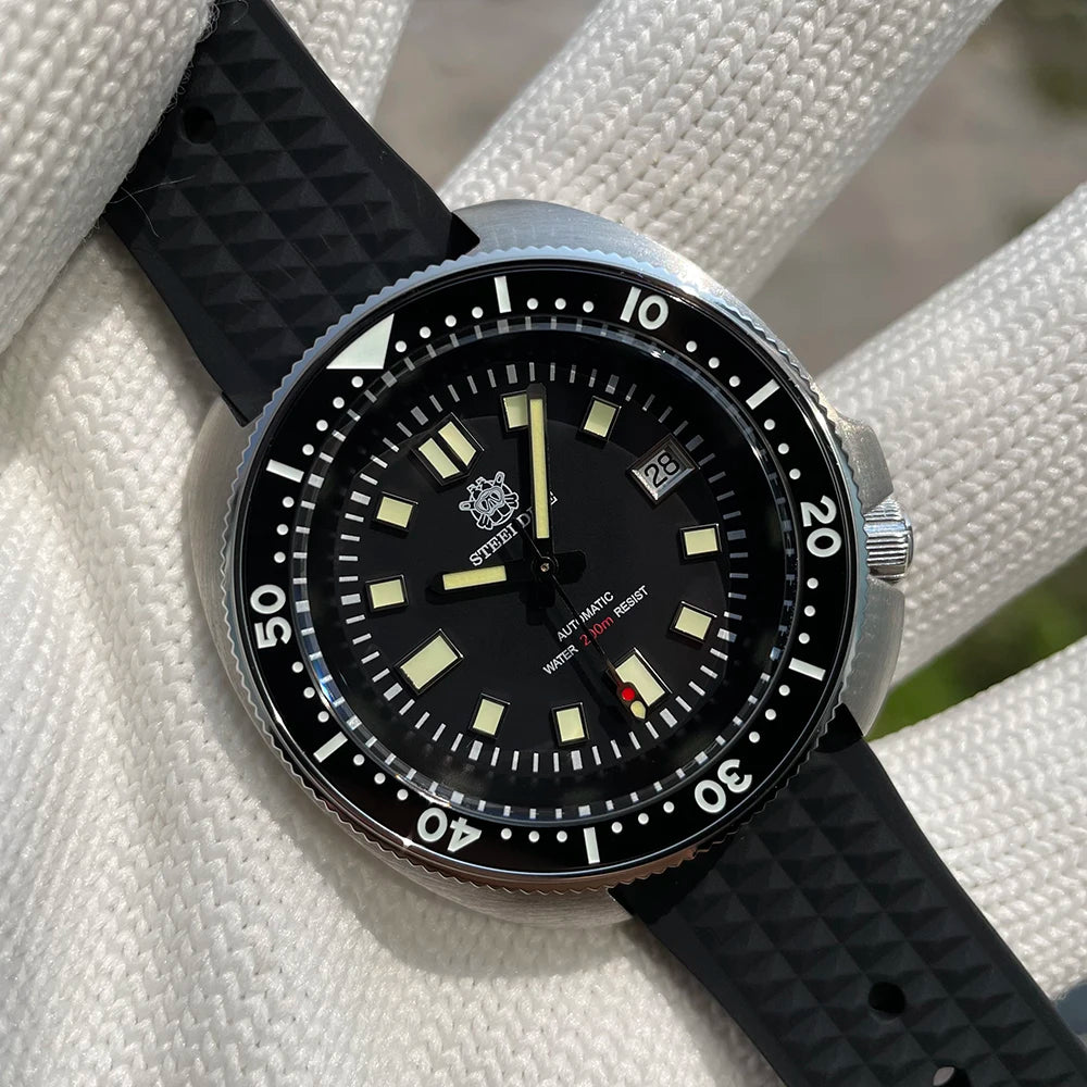 Steeldive - SD1970 Stainless Steel Turtle Style Dive Watch With Seiko NH35 200m WR & Sapphire Glass