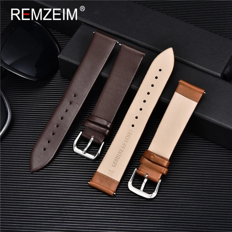 Ultra-thin Genuine Leather Watch Strap in Various Colours - Sizes S, M & L