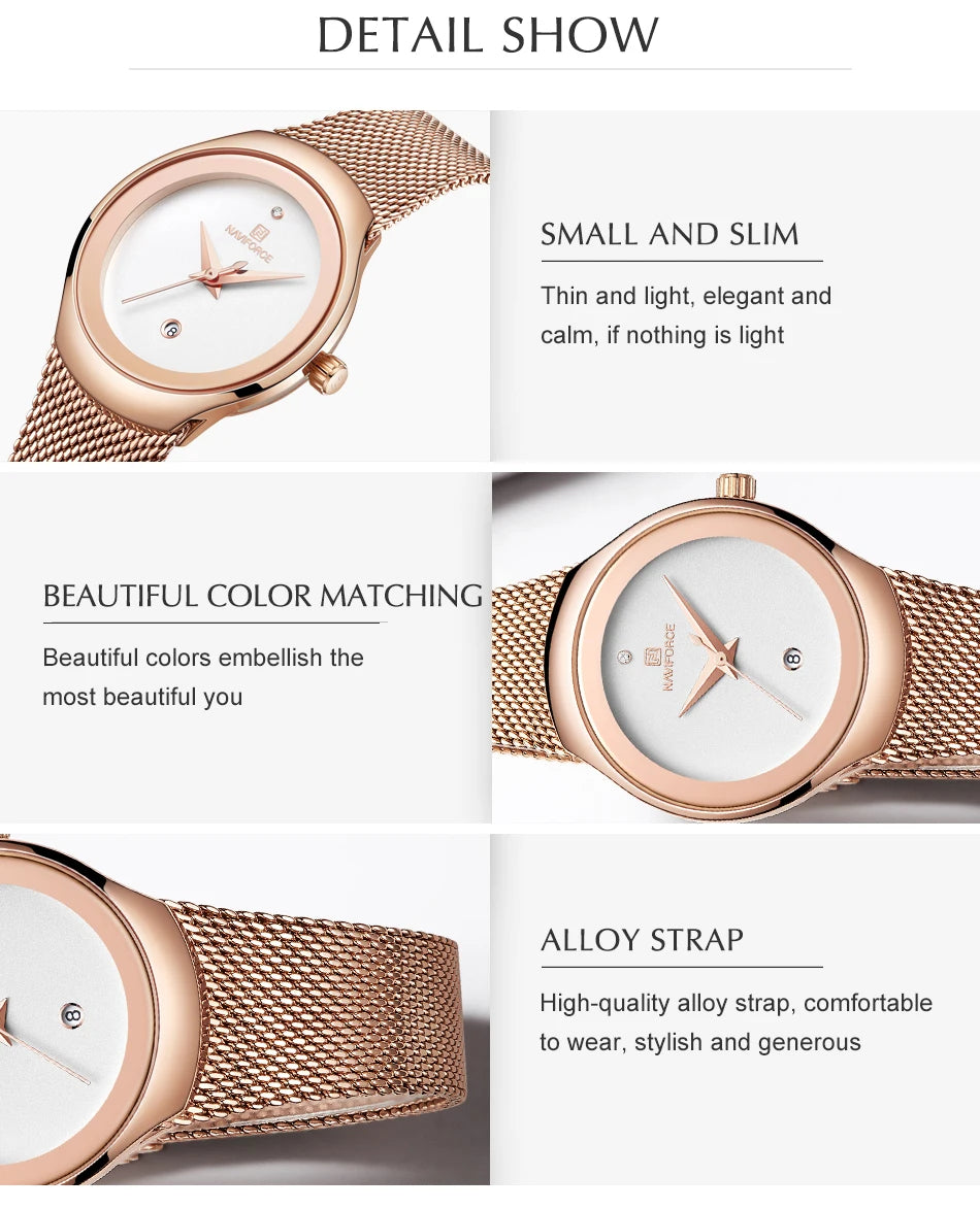 Naviforce NF5004 - Quartz Fashion Dress Watch With Milanese Bracelet