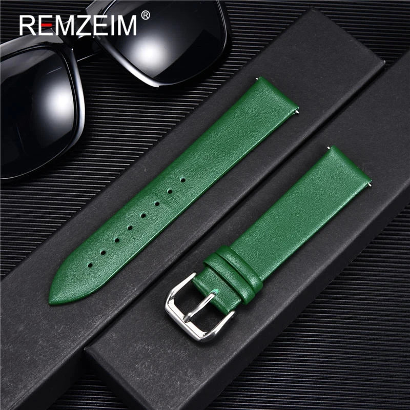 Ultra-thin Genuine Leather Watch Strap in Various Colours - Sizes S, M & L