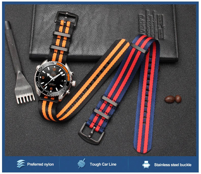 Universal Nylon NATO Style Watch Straps - Sizes M & L