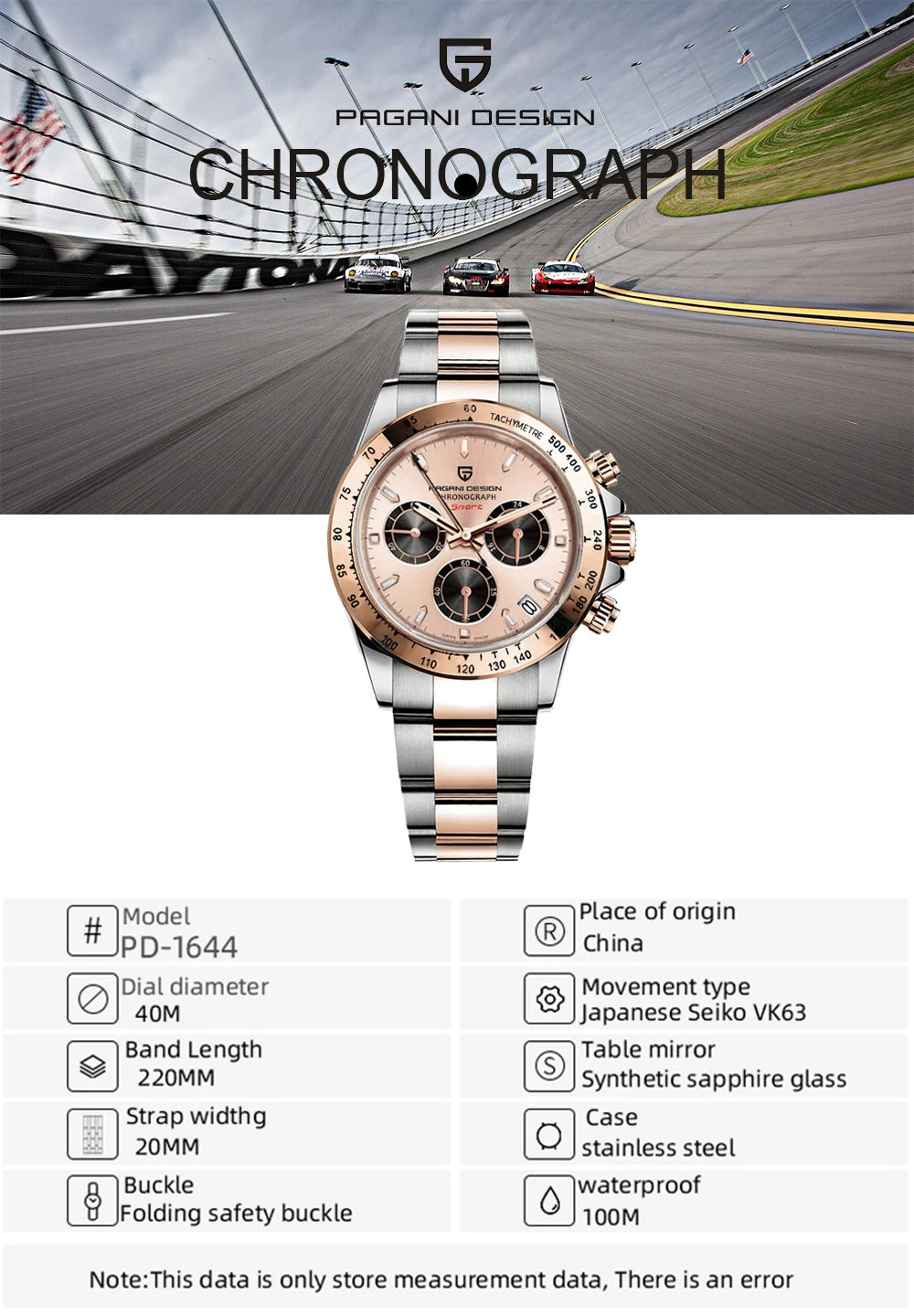 Pagani Design PD-1644 - Quartz Stainless Steel Sports Classic-style Chronograph