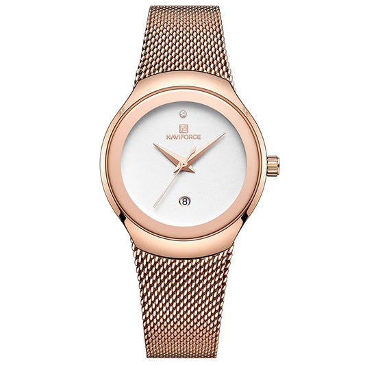 Naviforce NF5004 - Quartz Fashion Dress Watch With Milanese Bracelet