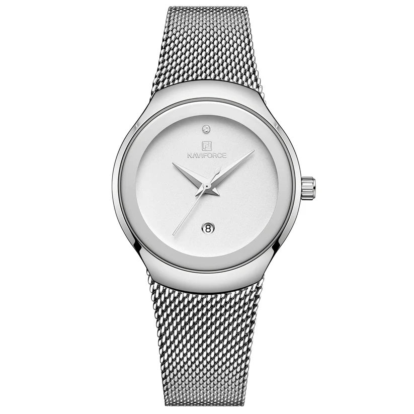 Naviforce NF5004 - Quartz Fashion Dress Watch With Milanese Bracelet