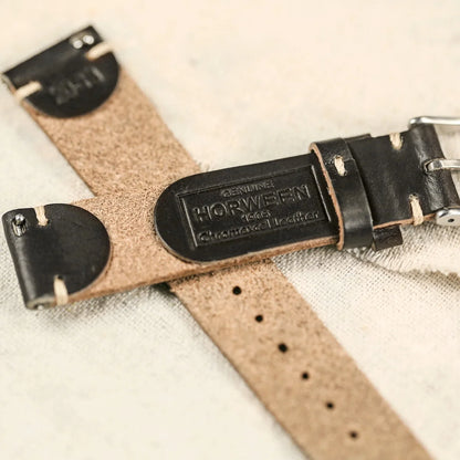 Premium Horween Horse Leather Watch Strap black details