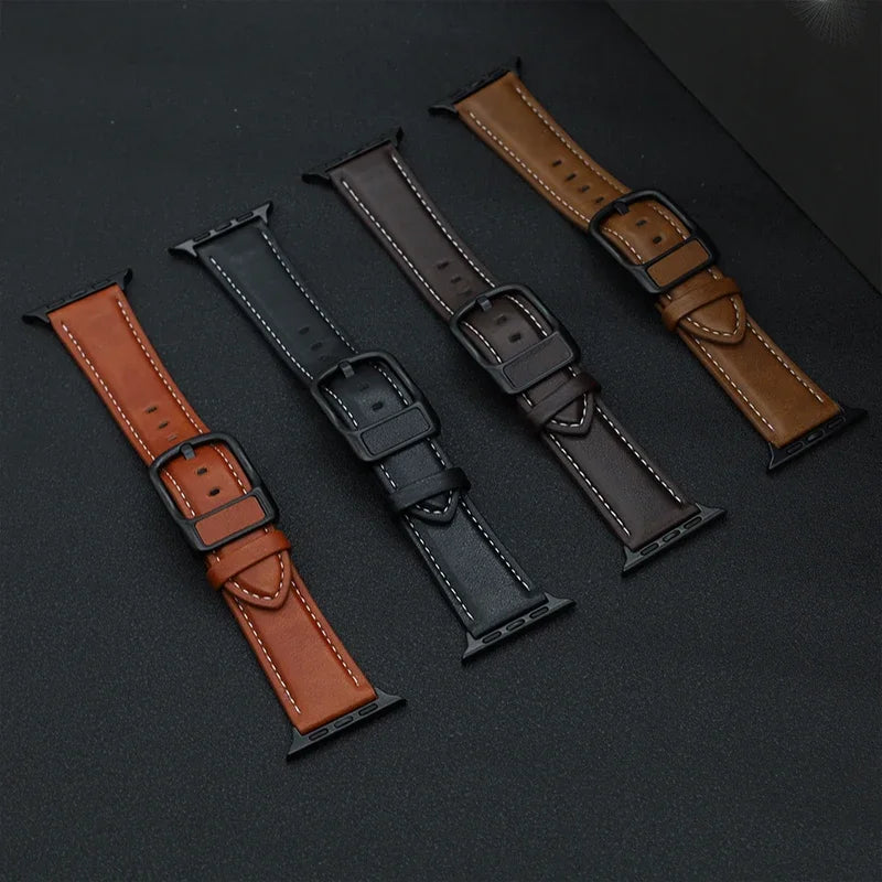 PU Leather strap For Apple Watch 44mm 45mm 41mm 40mm 42mm 46mm Correa Bracelet iWatch Series 4 5 6 SE 7 8 9 10 Ultra/2 49mm