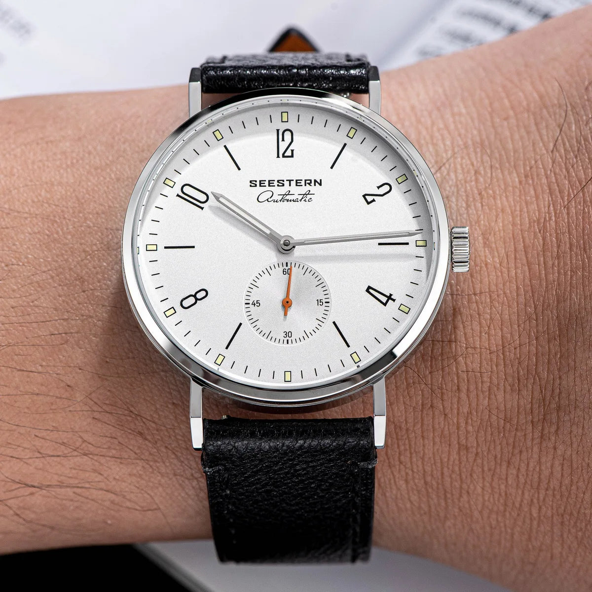 Seestern S382 - Bauhaus Style ultra-thin Stainless Steel Automatic Dress Watch