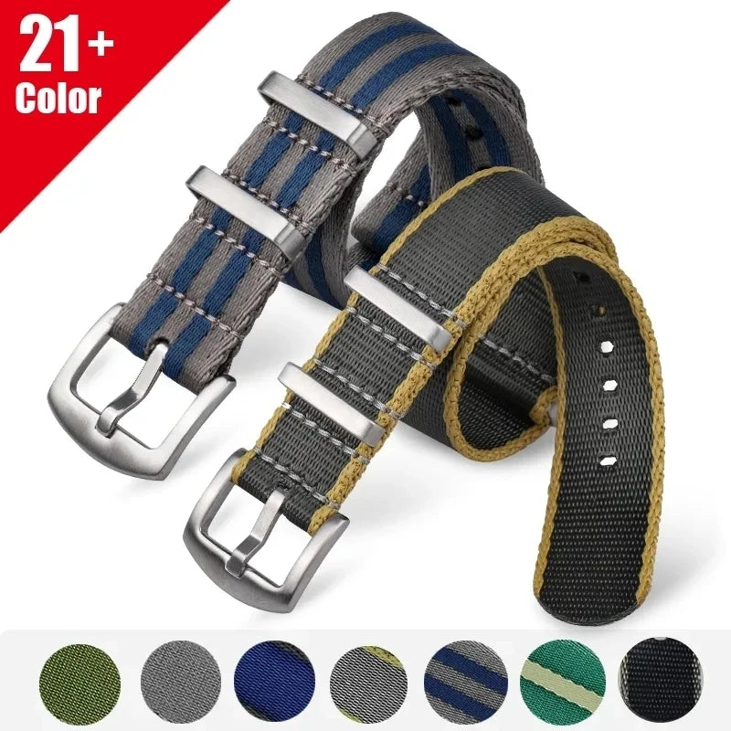 Universal Nylon NATO Style Watch Straps - Sizes M & L