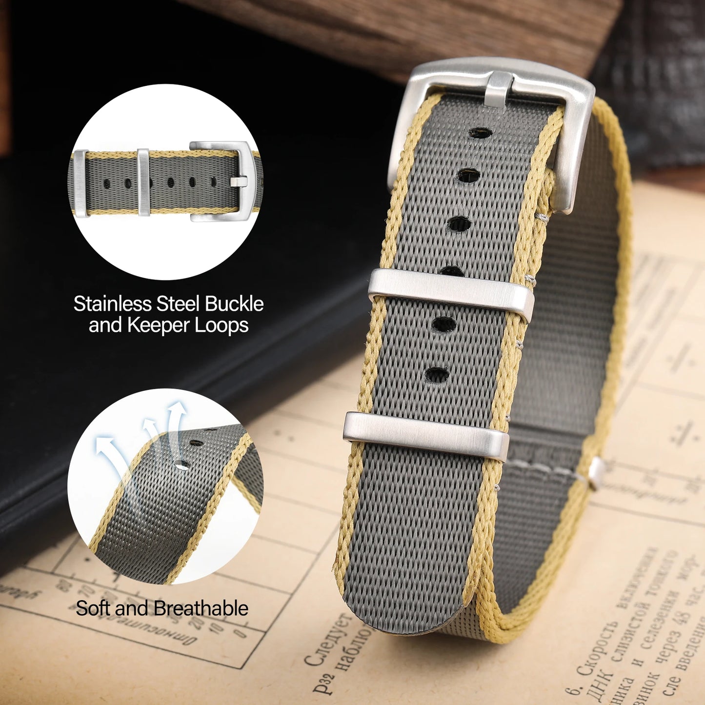 Universal Nylon NATO Style Watch Straps - Sizes M & L