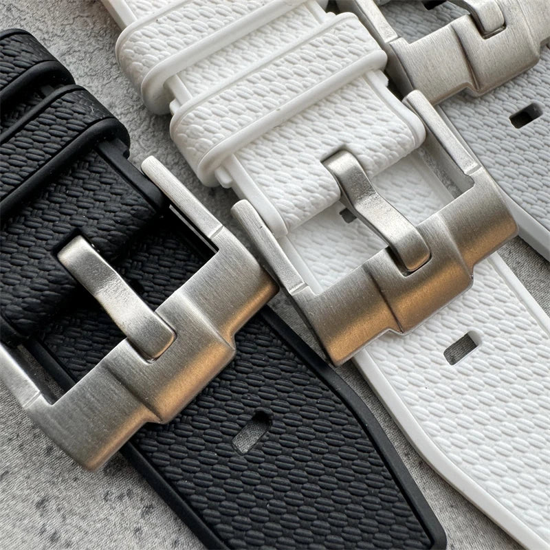 Premium Rubber Watch Strap With Curved Ends & Stainless Steel Buckle  - Size M