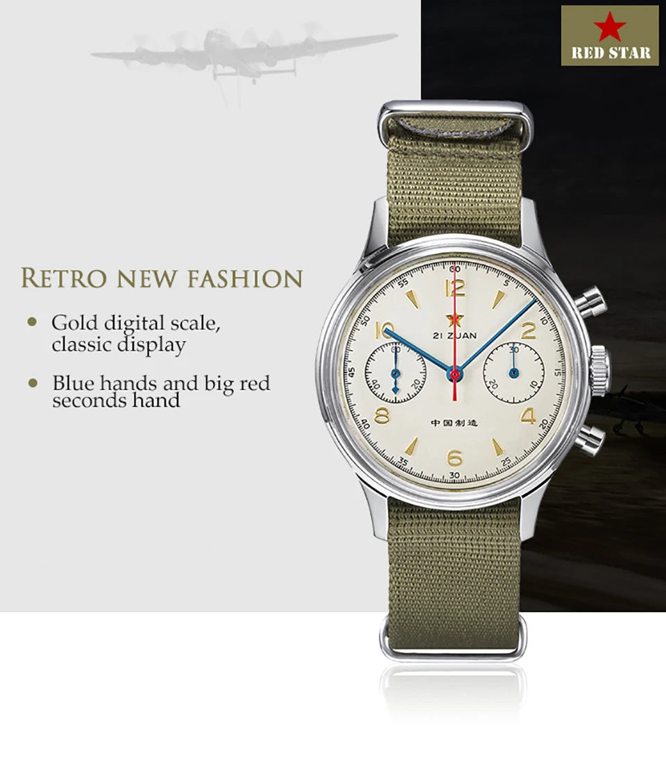 Red Star Seagull 1963  - Military Style 21 Jewels Mechanical Chronograph