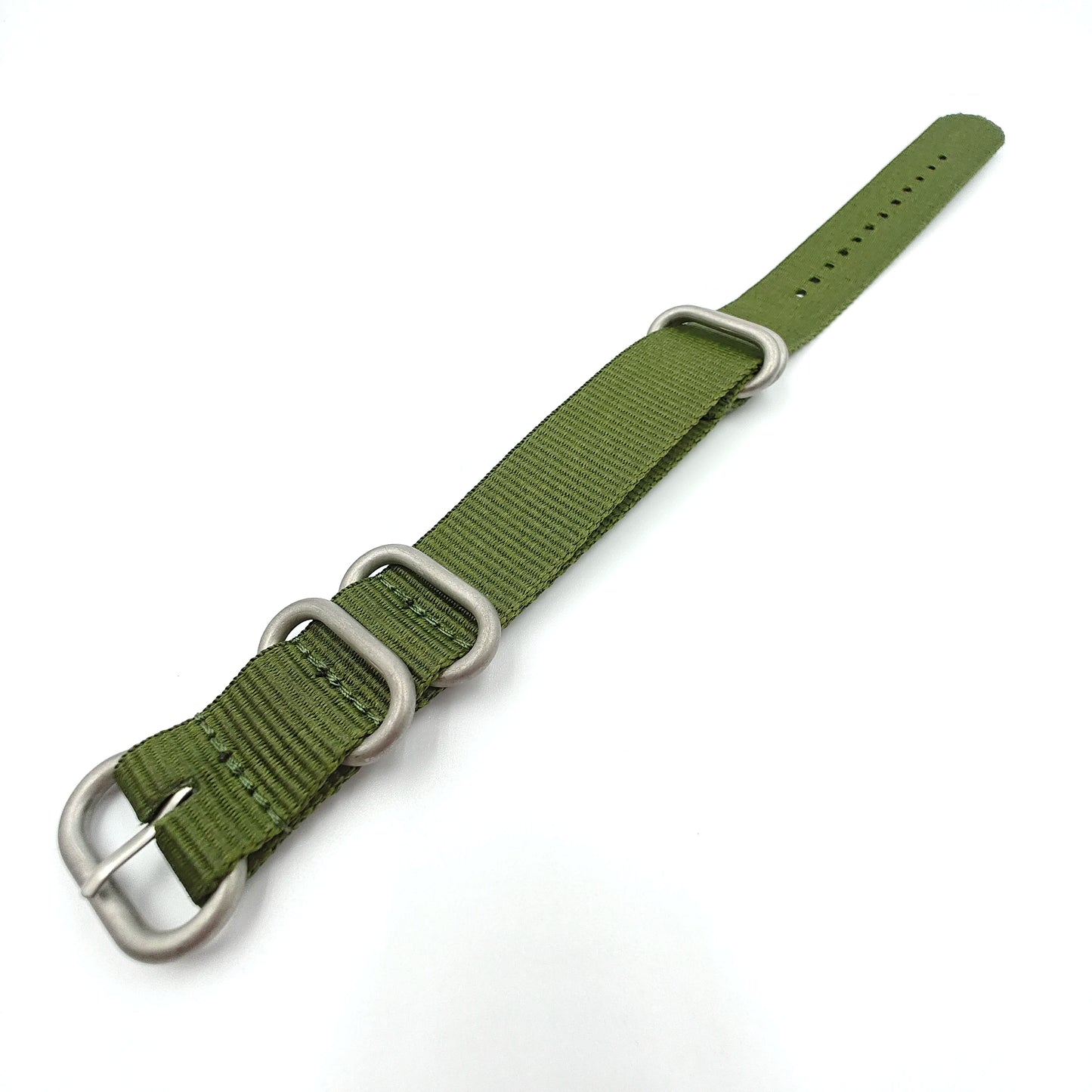 Nylon woven canvas NATO watch strap with rounded steel hardware - Sizes M & L