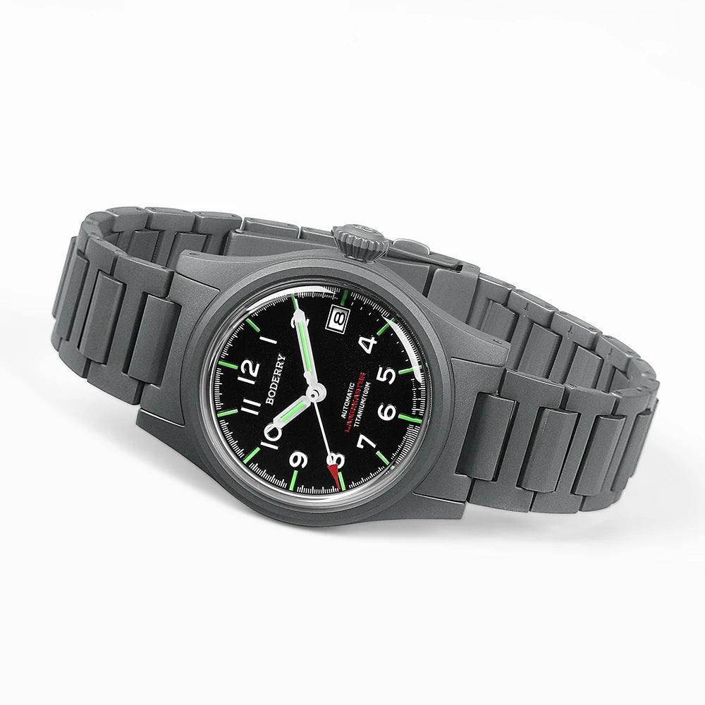 Boderry Landmaster - Titanium Automatic Field Watch with Seiko Movement and 100M Water Resistance