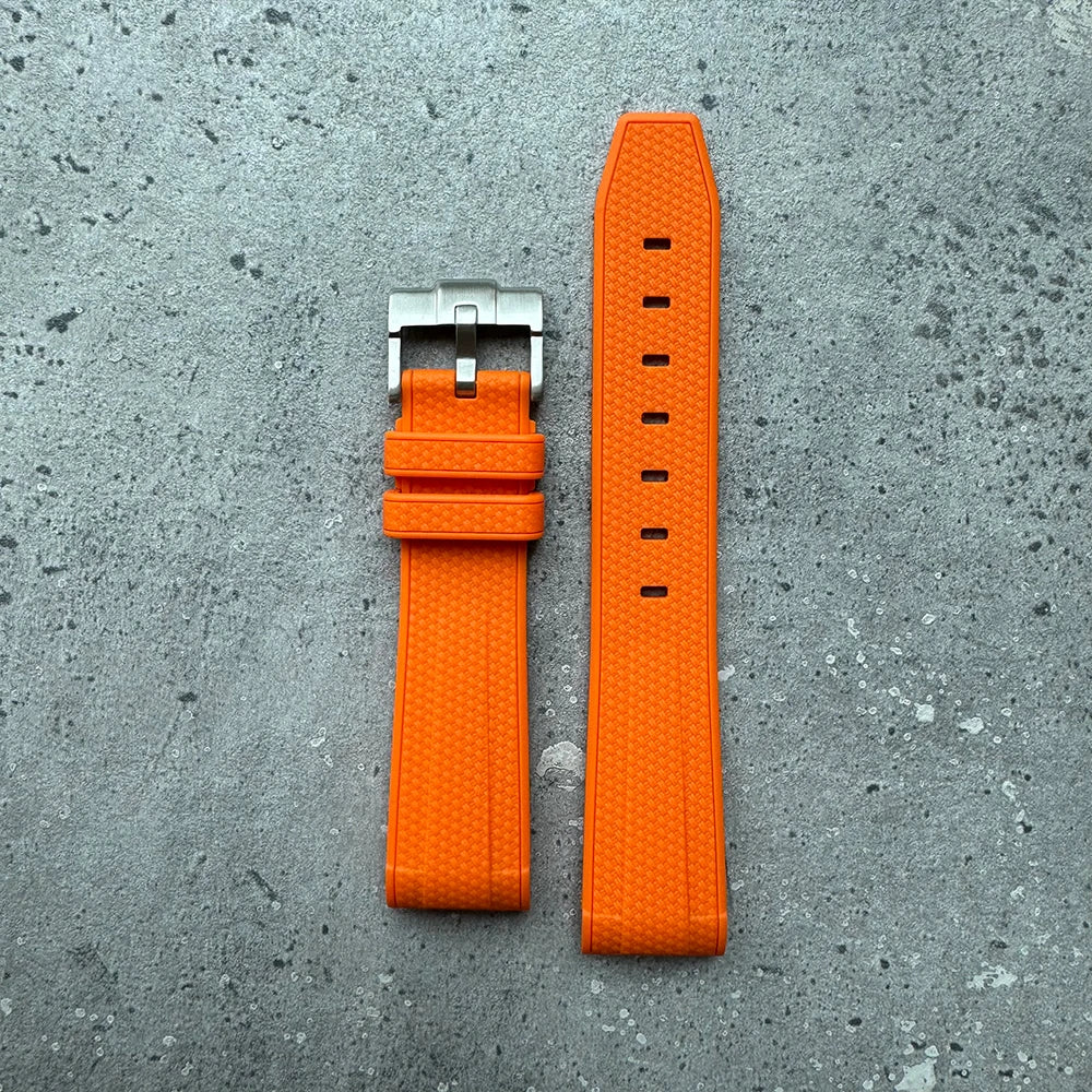 Premium Rubber Watch Strap With Curved Ends & Stainless Steel Buckle  - Size M