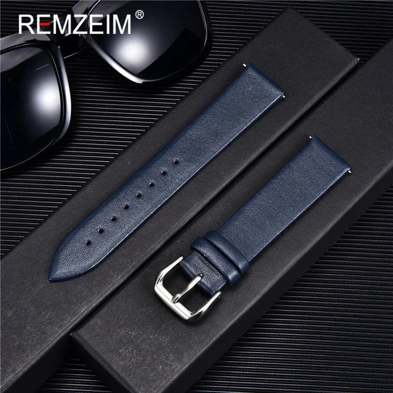 Ultra-thin Genuine Leather Watch Strap in Various Colours - Sizes S, M & L