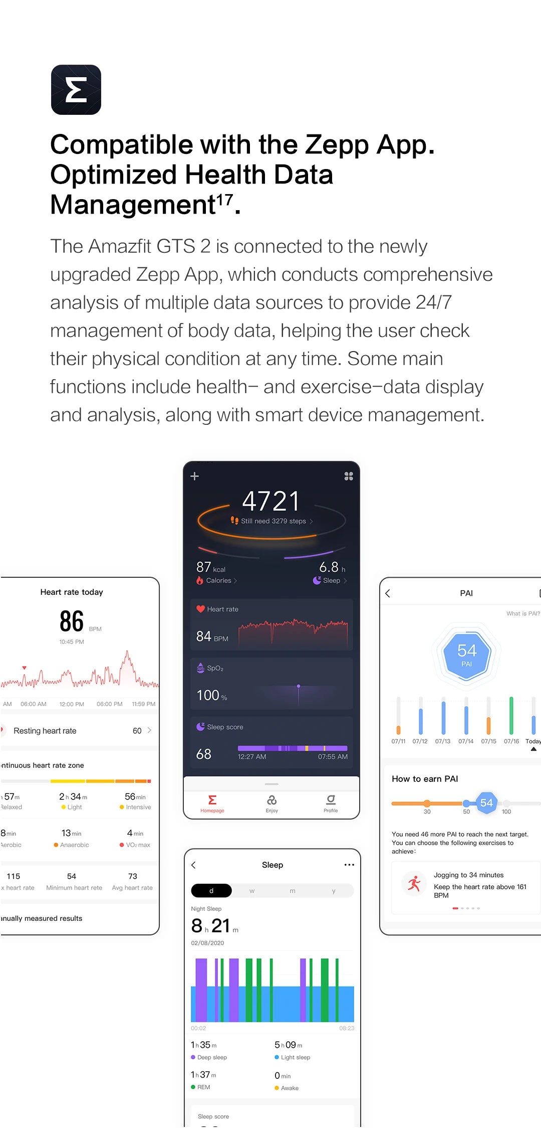 Amazfit GTS 2 - 43mm, AMOLED screen, fitness tracker for Android or iOS