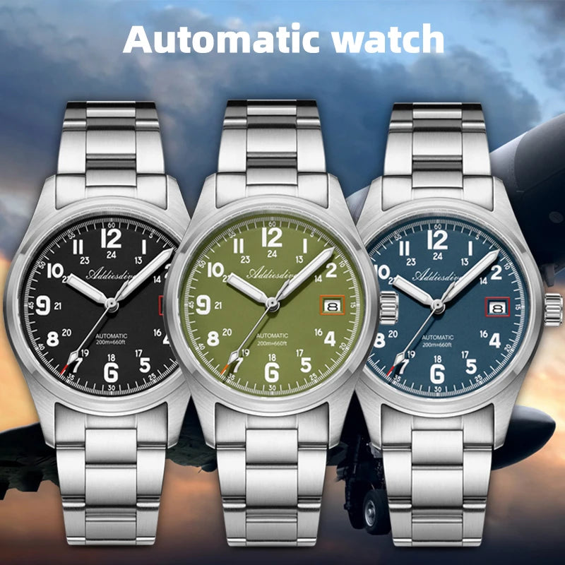 Addiesdive AD2070 - Automatic Stainless Steel Field Watch