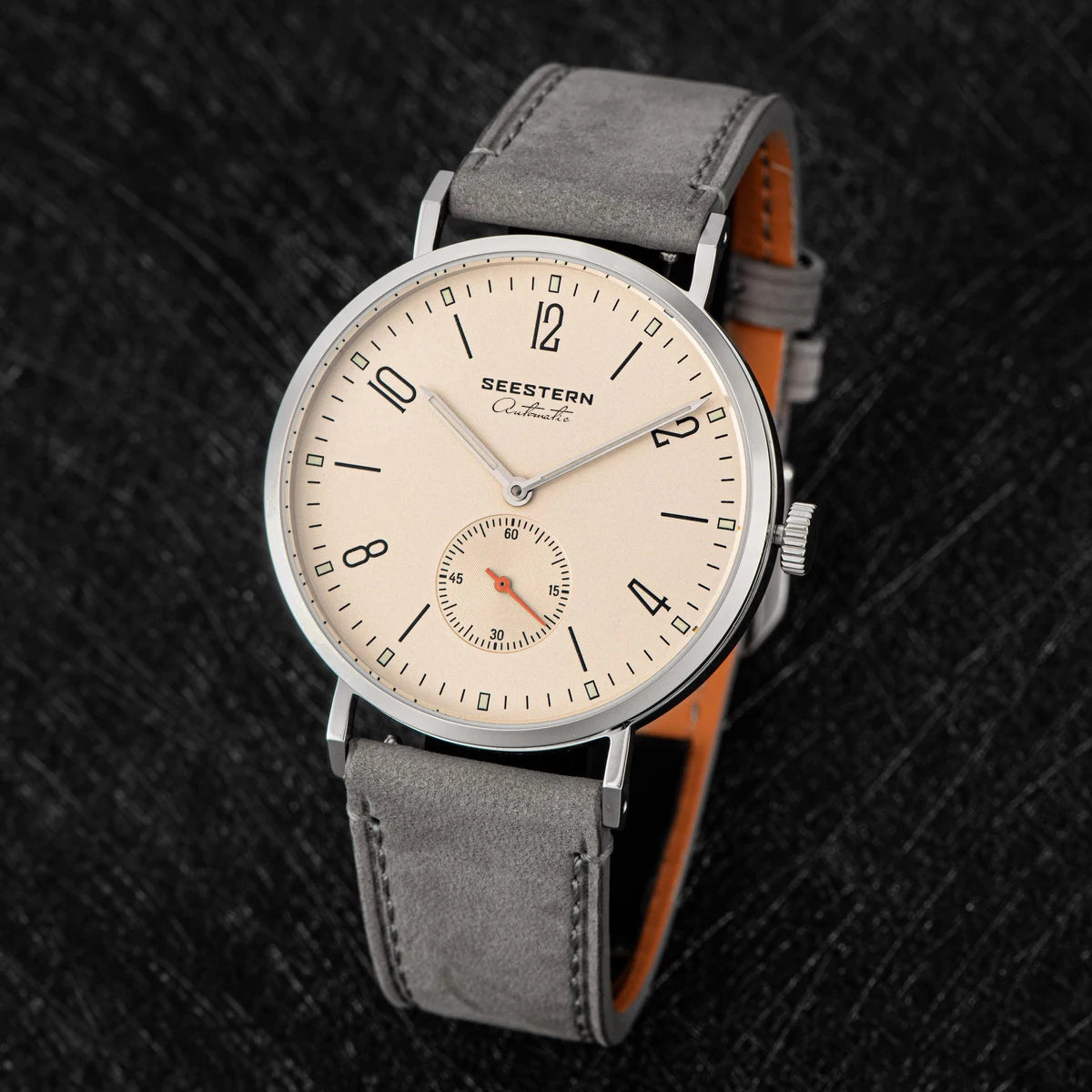 Seestern S382 - Bauhaus Style ultra-thin Stainless Steel Automatic Dress Watch