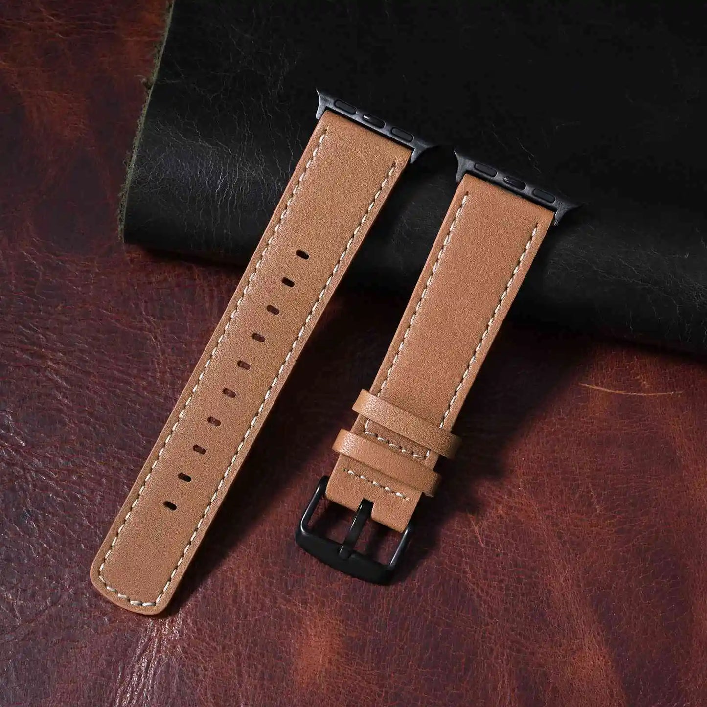 Anbeer Genuine Leather Watch Band for Apple Watch  - all Series 8 & 9