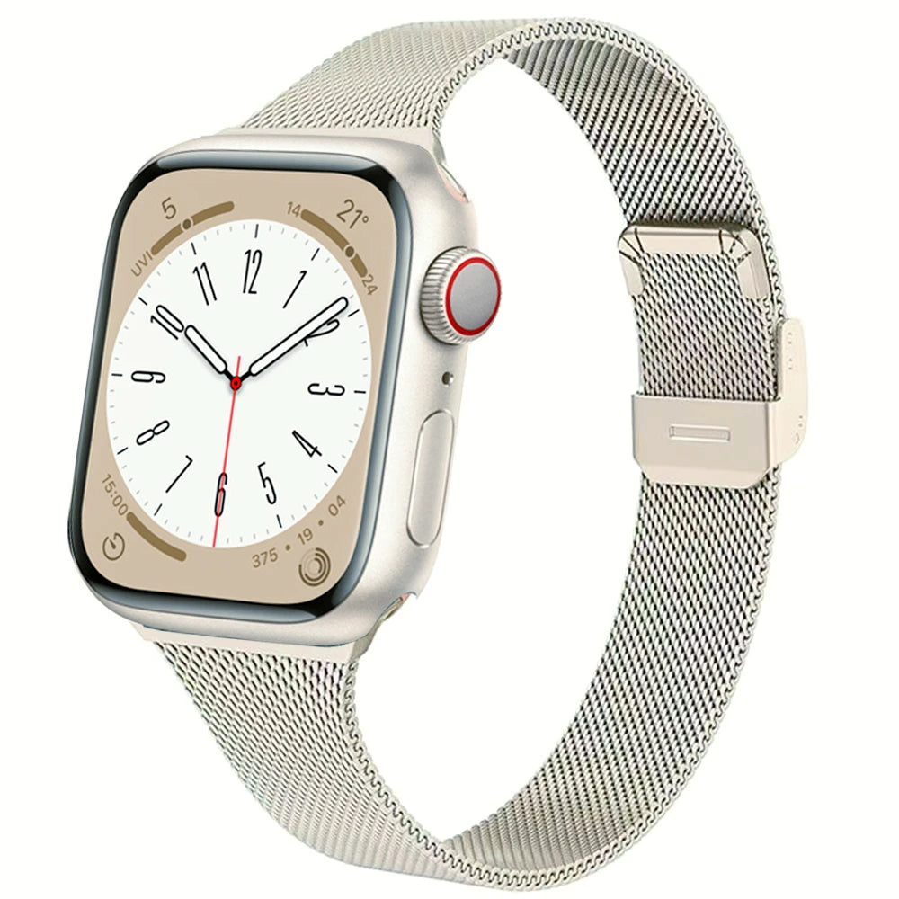 Slim Milanese Strap for Apple Watch 44mm 40mm 45mm 41mm 46mm 42mm 38 49mm Metal Bracelet iWatch Series 10 Ultra 9 8 7 6 5 4 3 SE band